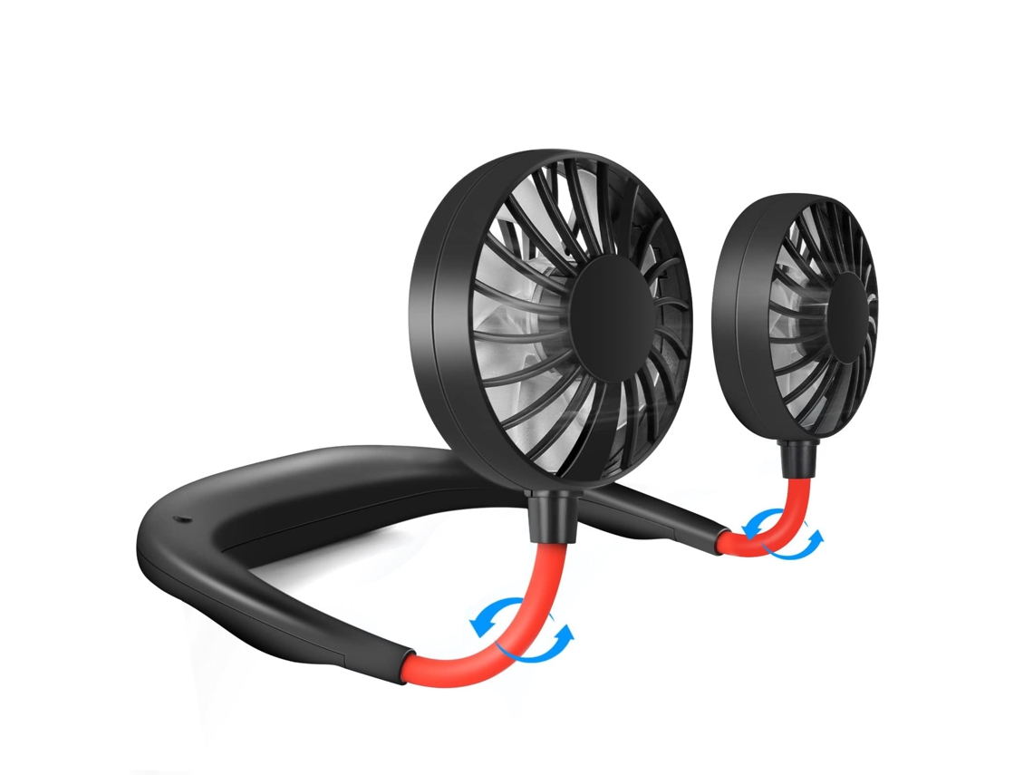 Ventilador De Cuello Portátil Con Función De Carga Usb, Manos Libres, 3 Velocidades, Giratorio 360°, Ideal Para Deportes, Oficina Y Viajes
