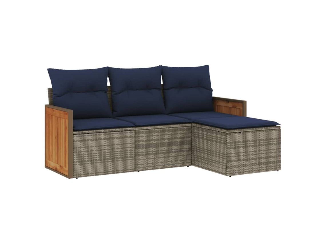 Maison Exclusive - Conjunto De Sofá De Jardín De 4 Piezas Con Cojines, Poliratán Gris