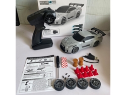 Coche de derrape RC 4x4 a escala 1/24 con luz LED, modelo GTR de carreras a escala real, control remoto 2.4G, alta velocidad, color blanco. Aeuzwr
