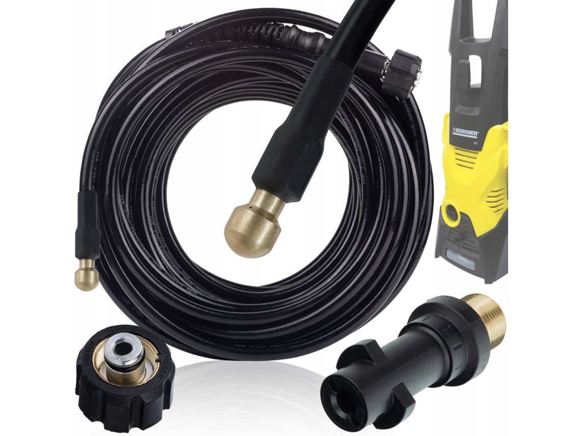 Manguera de alta precisión de 15 m – Boquilla de latón | 155 bar | Compatible con hidrolimpiadoras Kärcher K2–k7