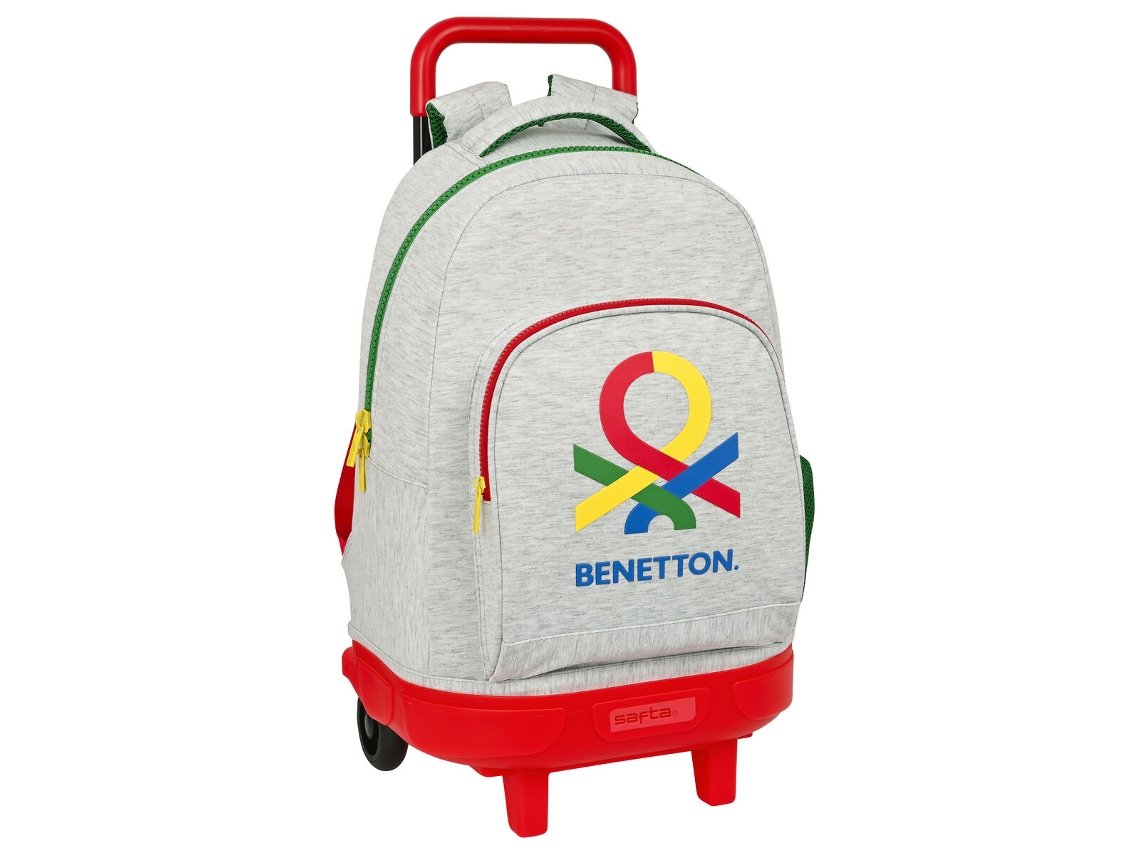 Mochila Escolar Con Ruedas Grises de Benetton 33 x 45 x 22 cm