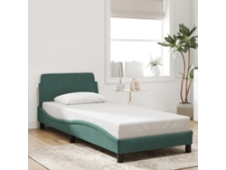 Estructura De Cama Sin Colchón Terciopelo Verde Oscuro 90x190cm
