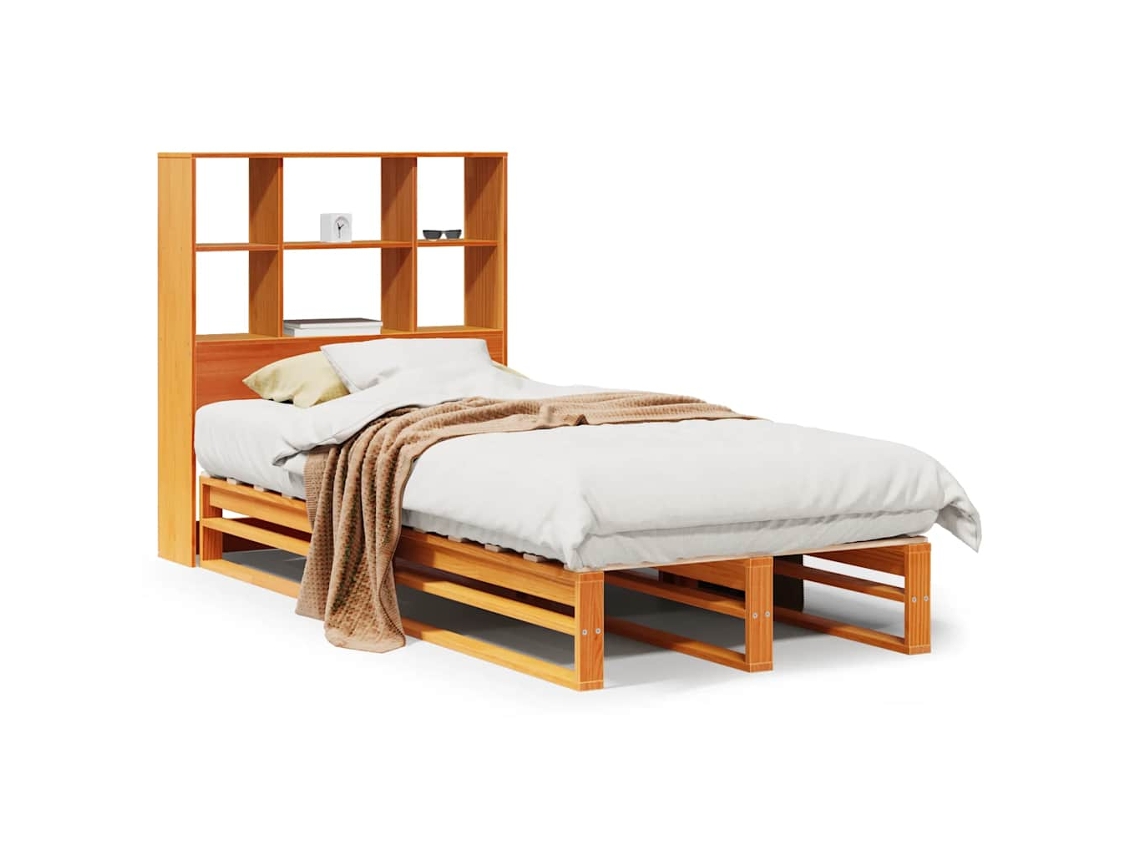 Maison Exclusive - Cama Con Estantería Sin Colchón Madera Maciza Marrón 100x200 Cm