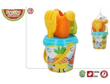 Cubo De Playa HOGAR Y MÁS Completo Para Niño Con Rastrillo Pala Y Regadera Juguete Infantil Fruta