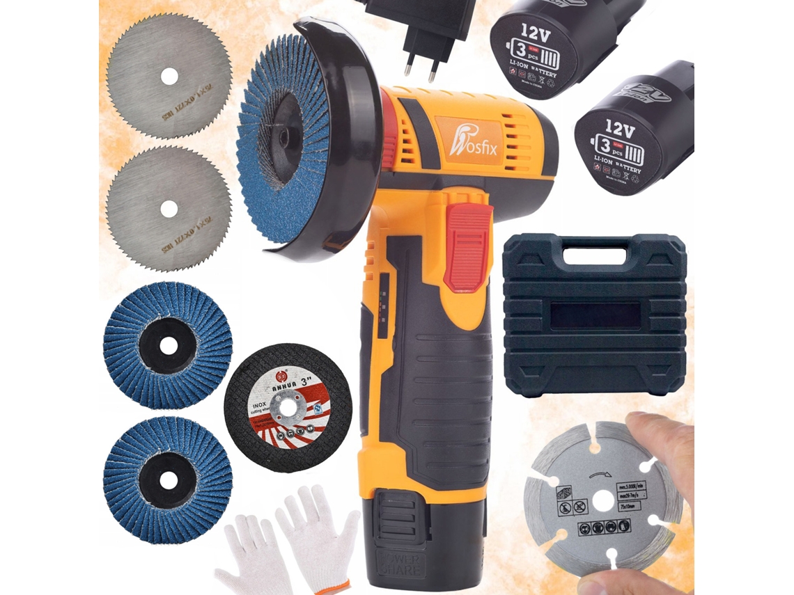 Amoladora angular mini Blue Bird MBB12V de 12 V: precisión y versatilidad | 76 mm | Juego completo