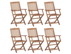 Sillas de jardín plegables (6 unidades), madera maciza de acacia, DKD HOME DECOR