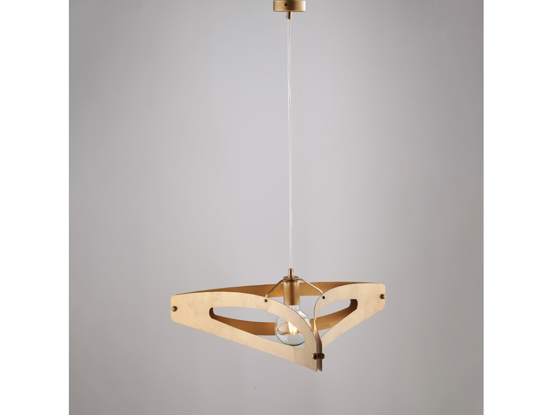 Lámpara colgante Onyx con difusor cortado a láser en hierro negro y acabados en latón bruñido con decoración en oro antiguo y cable eléctrico ajustable 1 luz Belight
