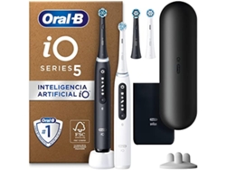 Oral-b Io 5n Pack de 2 cepillos de dientes eléctricos, nuevos, caja abierta y rota, con mango recargable, 2 cabezales y estuche de viaje con cargador,