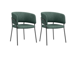 Juego de 2 sillas PMM CAPITALI con patas de acero y asiento tapizado en tela de terciopelo verde.