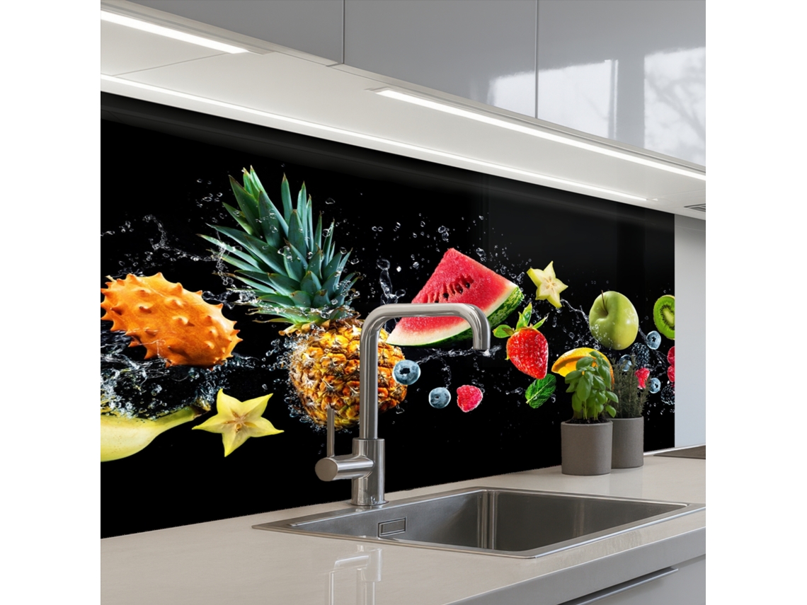 Salpicaderos De Cocina Splash - Fruta - Negro 100x60 Cm