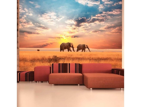 Papel de Pared ARTGEIST Elefantes Africanos Savana (200x154 cm)