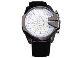 Reloj De Pulsera De Cuarzo Para Hombre Con Correa De Pu, Estilo Moderno, Esfera Redonda Grande.