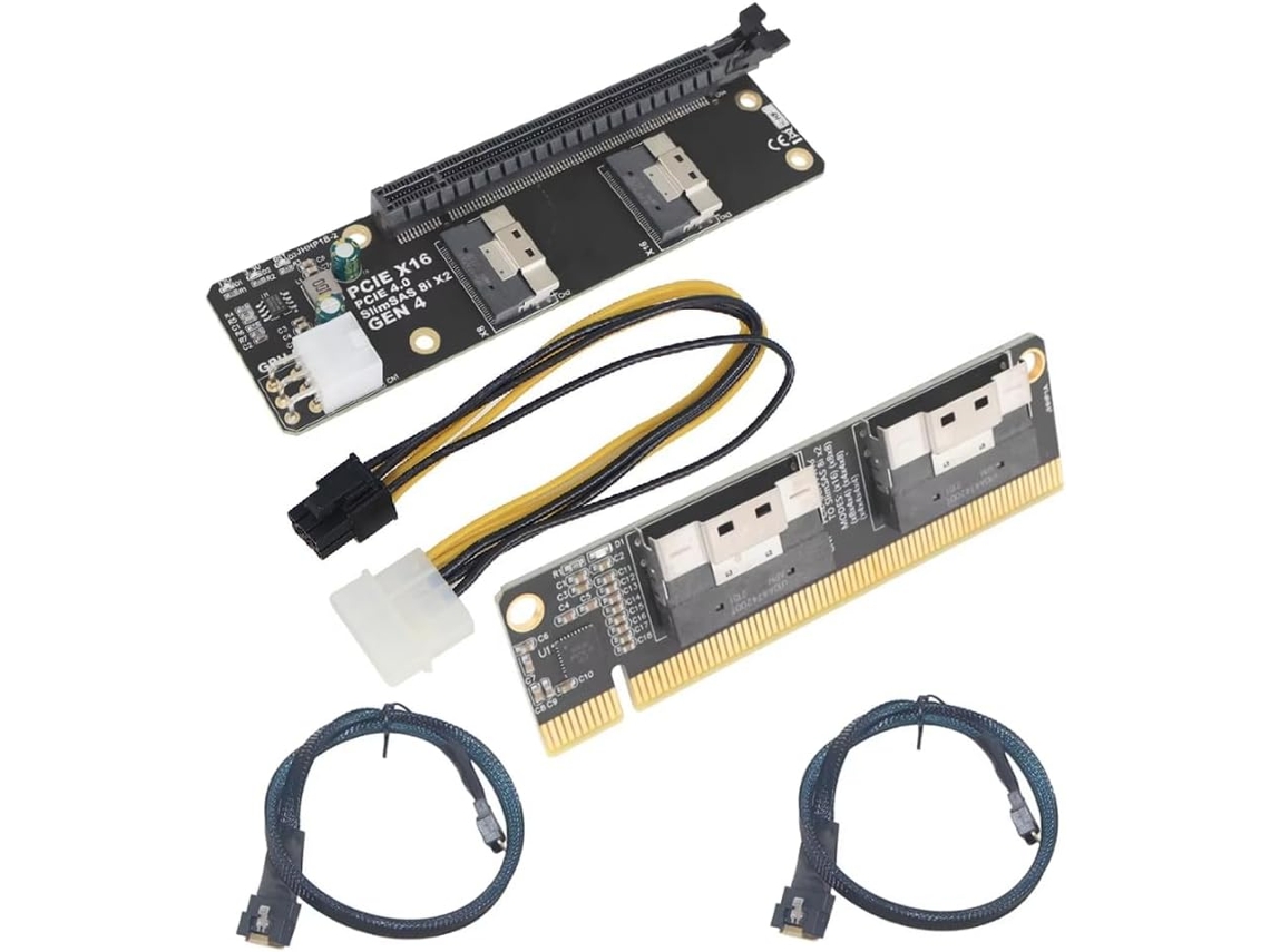 Adaptador De Gpu Slimsas 8i X2 De 2 Puertos A Pcie 4.0 X16 Para Gráficos 16x Sff8654