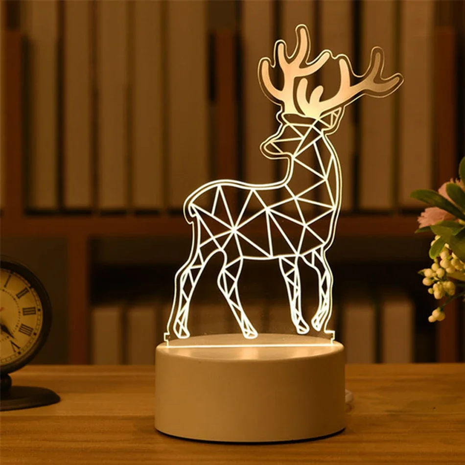 (luz Cálida) Lámpara De Noche Led Usb 3d De Acrílico, Decoración Para El Dormitorio.
