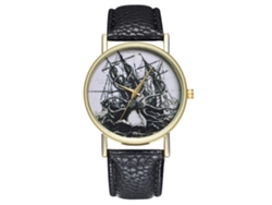 Reloj De Pulsera Para Hombre De Cuero Pu Vintage Simple Moda De Quartzo T63-a Negro