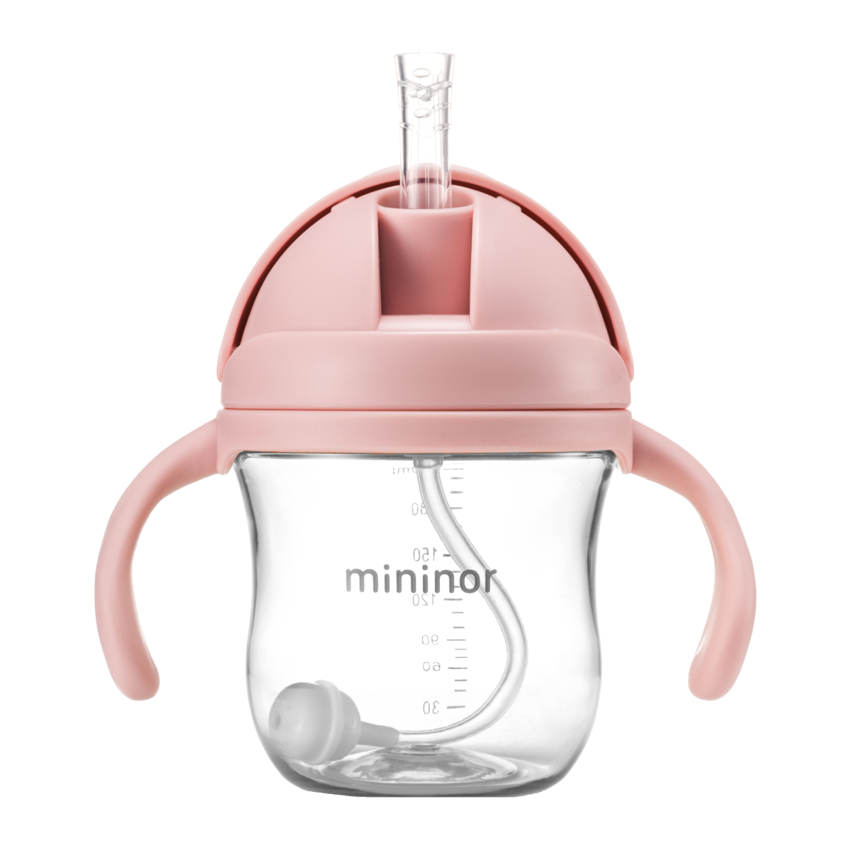 Biberón MININOR Straw Bottle Tritan Rose 220 ml