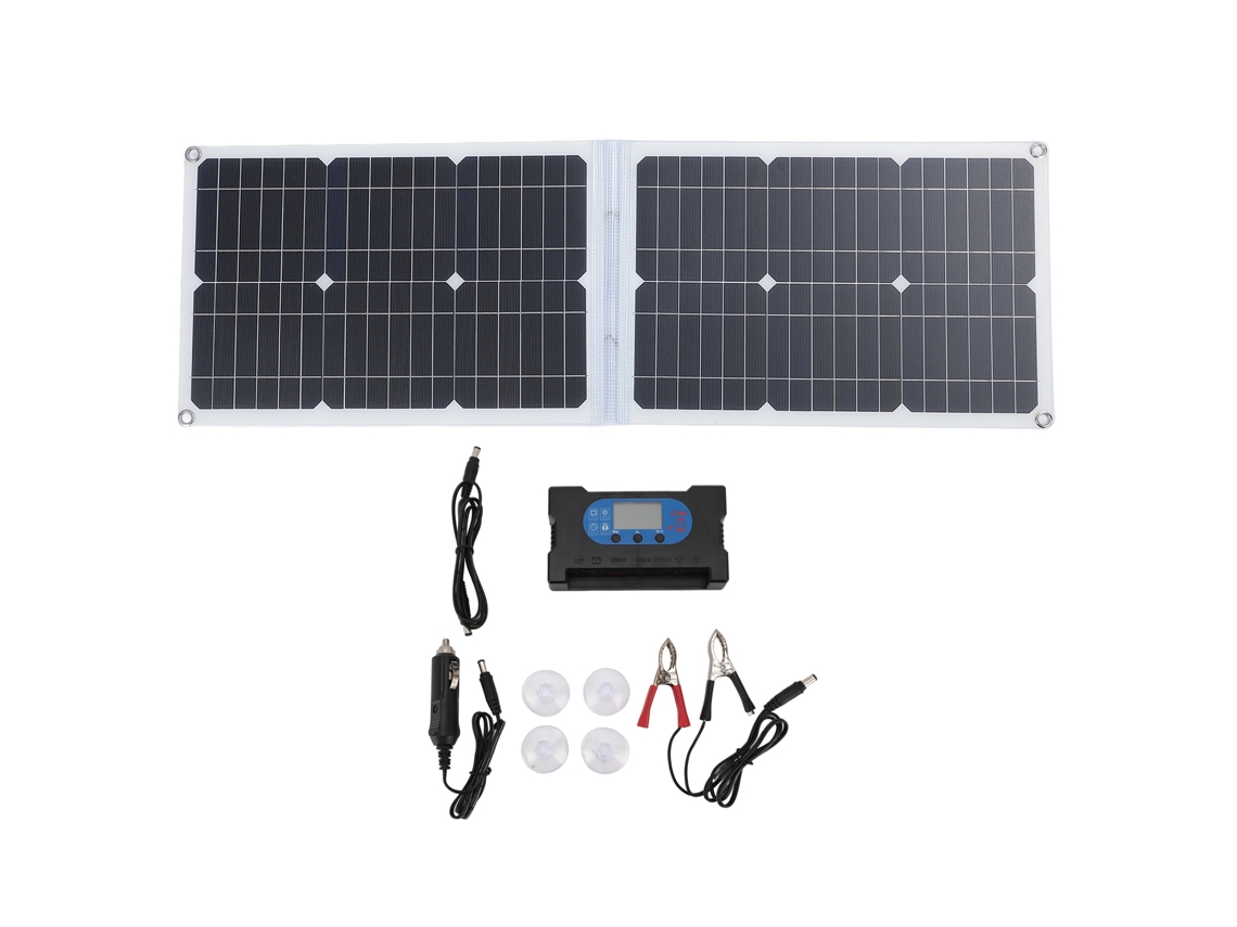 Panel Solar Monocristalino Portátil Y Plegable De 40 W Con Controlador Y 2 Puertos Usb Para Acampar.