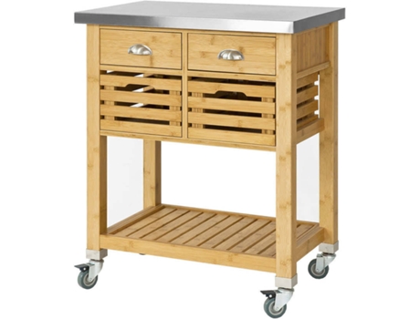 Carrito de Cocina SOBUY FKW40-N (Bambú y MDF - 73x93x46 cm)