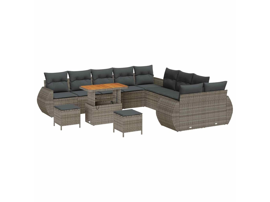 Maison Exclusive - Conjunto de sofás de jardín con cojines, 13 piezas, gris