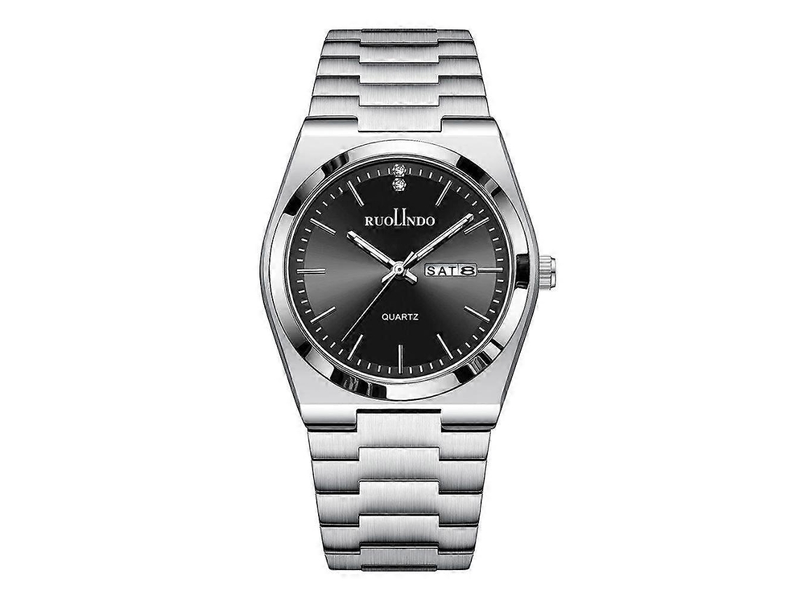 Reloj de cuarzo para hombre Ruolindo GD303 con brazalete de acero y calendario.