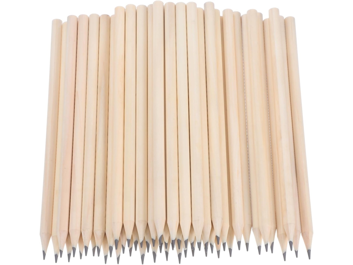 Paquete De 50 Lápices De Madera Natural, 17,6 Cm, Cuerpo Redondo.