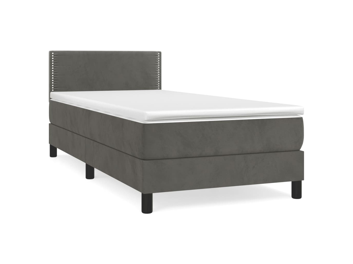 Maison Exclusive - Cama Box Spring Con Colchón Terciopelo Gris Oscuro 90x190 Cm