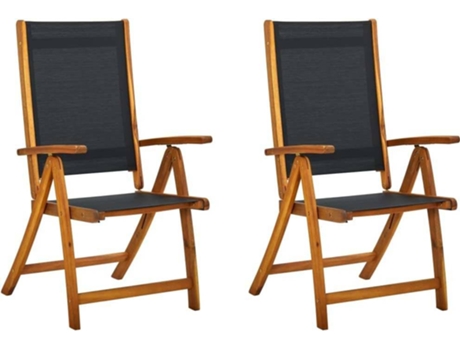 Conjunto 2 Silla Jardin VIDAXL Negro Madera