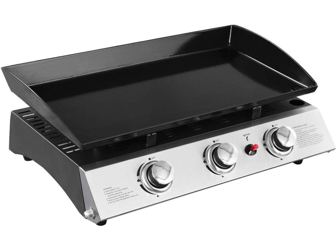 Plancha de Gas Séville HAPPY GARDEN 3 Quemadores 7,5Kw(Negro - Acero - 62 x 47 x 24 cm)