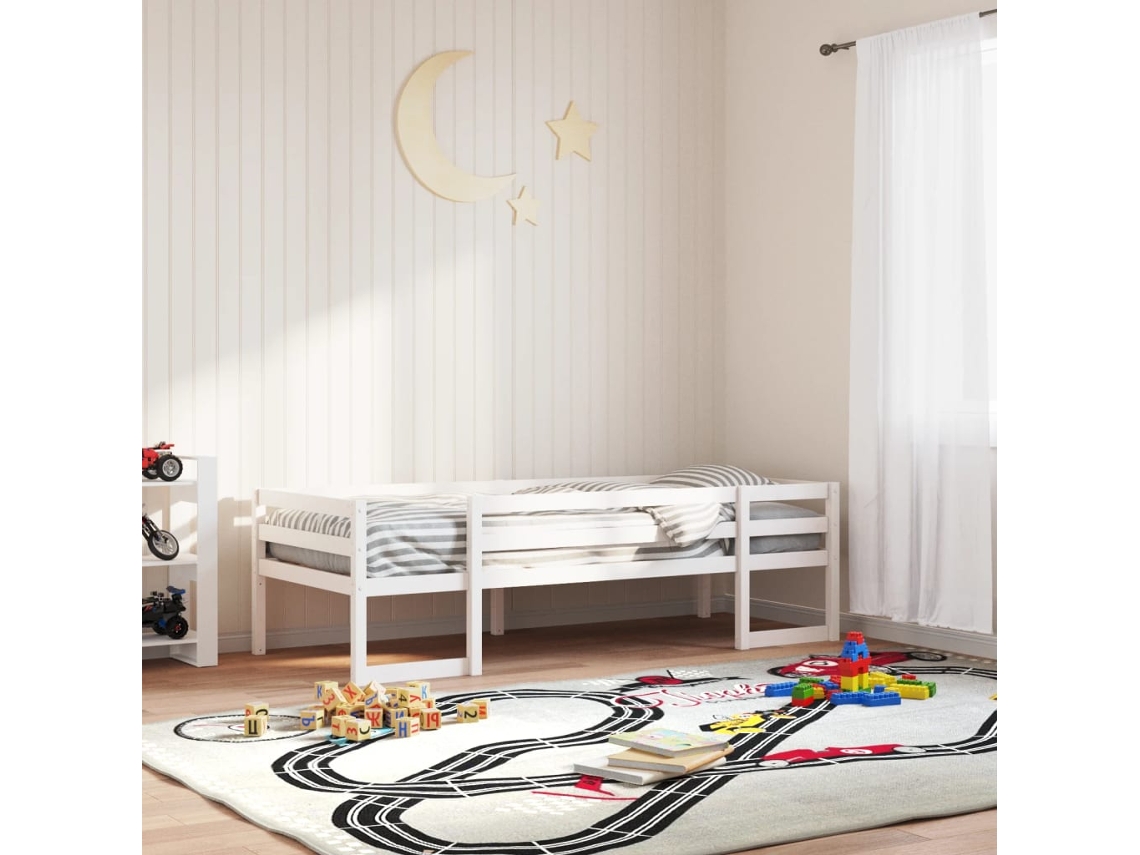 Estructura De Cama Para Niños Madera De Pino Blanco 90x190 Cm
