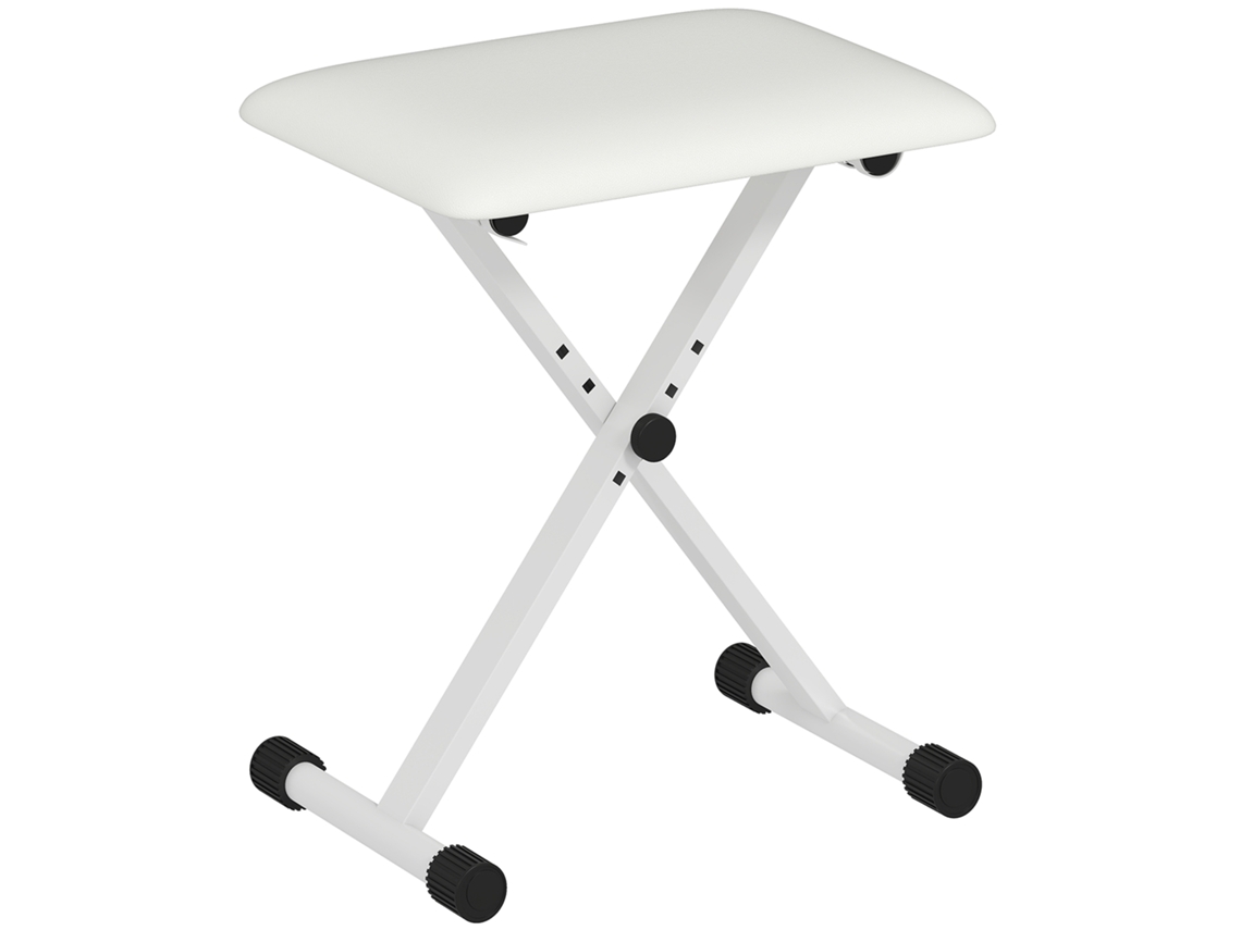 Taburete plegable para piano con altura ajustable y asiento de PU blanco, 39x29x37-47cm