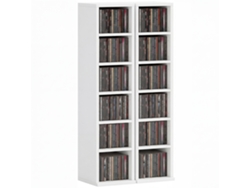 Juego de 2 estanterías de columna para almacenamiento de CD/DVD, 12 compartimentos, 21 x 22,5 x 88,5 cm, capacidad para 204 CD, color blanco.