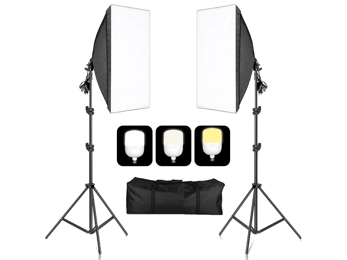 Kit de iluminación Softbox, bombillas de 135 W, Softboxes de 50 x 70 cm, 135 W, 3 colores OEM