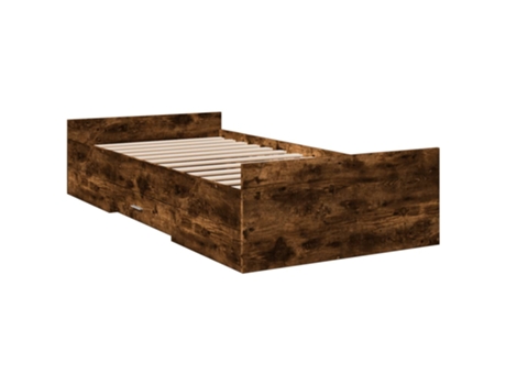 VIDAXL Cama Ahumada con Cajones Madera de Roble Madera Marrón (90x190cm)
