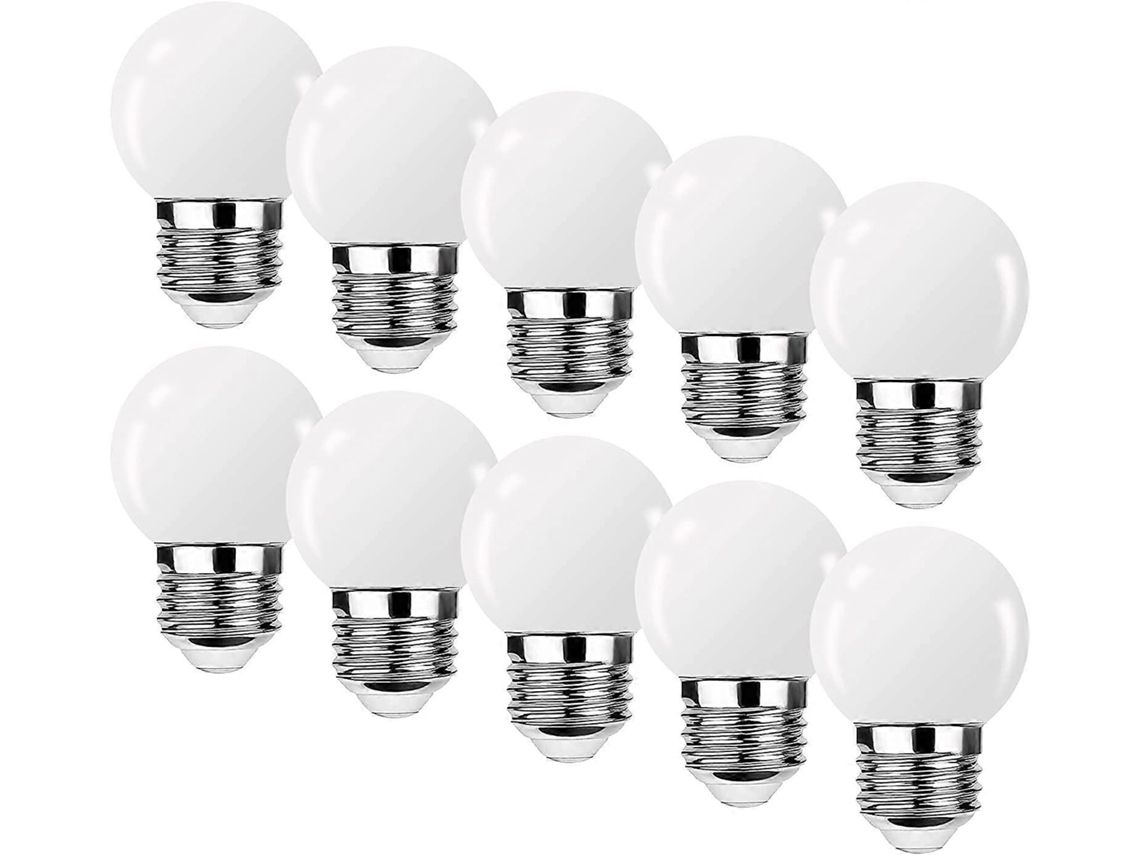 Rebe-bombilla Led E27 G45 3w Equivalente A 20w, Luz Blanca Cálida 2700k, Ángulo 360°, No Regulable, Pack De 10