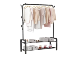 Perchero Burro con 1 Barras y 2 Baldas MAGIC SELECT 140x155x33cm Negro