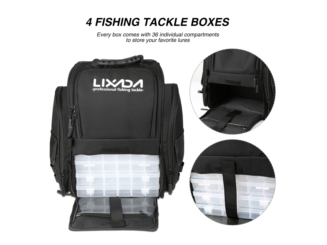 2026rebe-mochila De Pesca Lixada Con 4 Bandejas Almacenamiento Grande Con Funda Impermeable Mochila Resistente Al Agua Para Equipo De Pesca