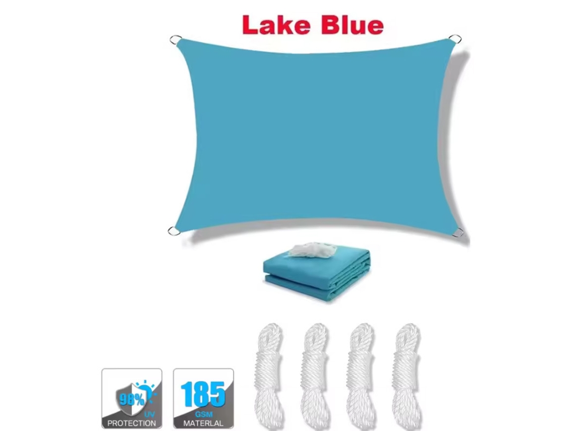 Toldo Vela De Sombra Impermeable Y Protección Uv Con Cuerdas Para Jardín Y Patio,azul/3x5m Gertiz