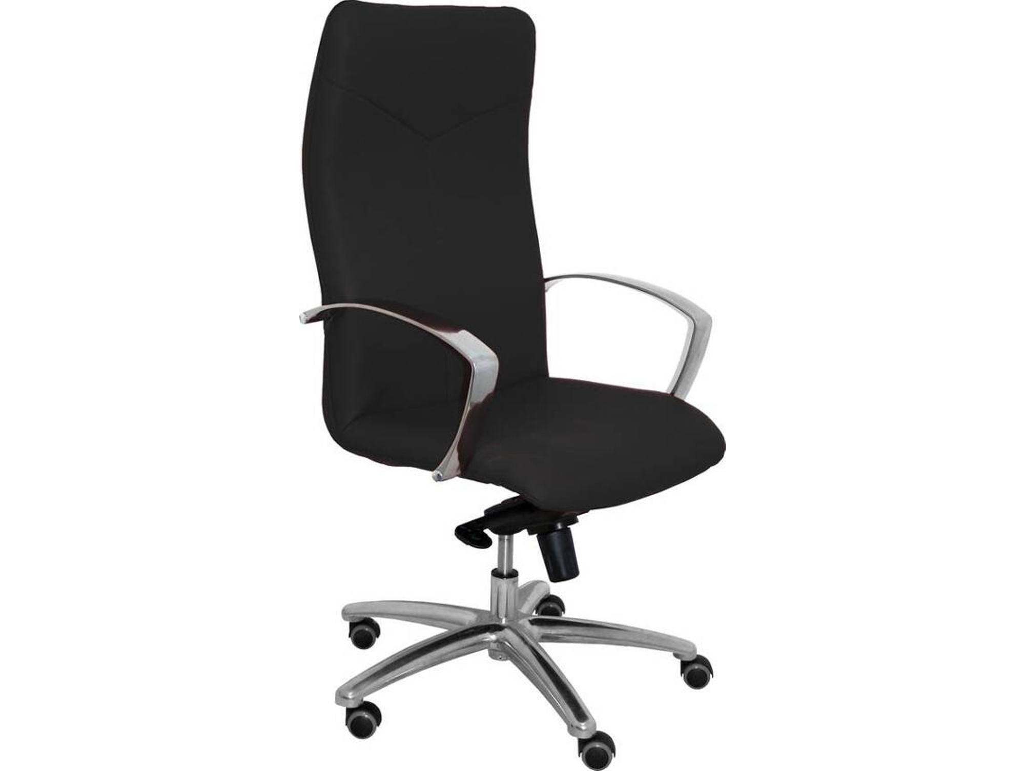 Silla de Escritorio Ejecutiva PYC Caudete Negro con ruedas antiarañazos (Brazos Fijos - Piel)