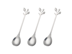 Juego de 3 Cucharas Largas para Té y Café - Acero Inoxidable con Lámina Dorada RNEMITERY