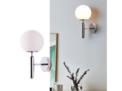 Aplique de Pared con Globo de Cristal Opal D15 cm, Estructura Cromada, Casquillo E27 G45