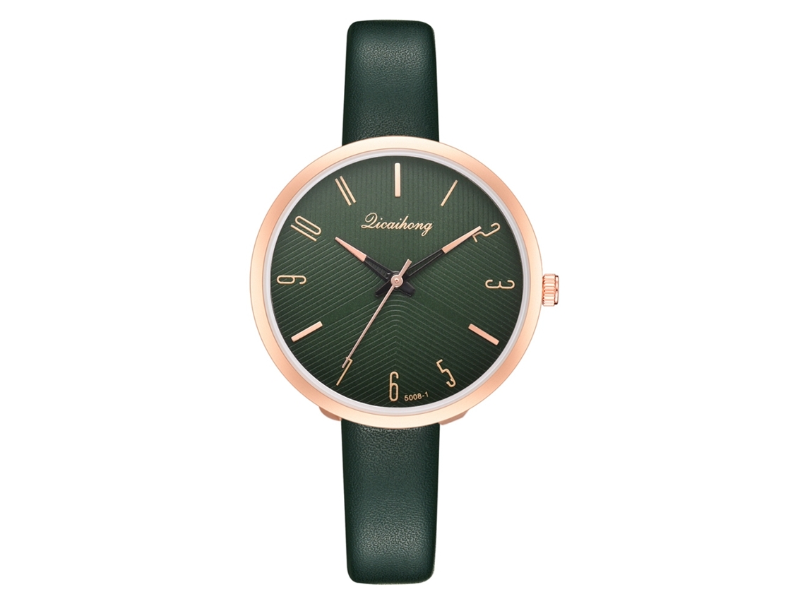 Relógio De Pulso Feminino De Moda Com Pulseira De Couro Pu Quartz Rosa