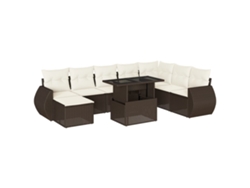 Maison Exclusive - Set De Sofás De Jardín 9 Pzas Y Cojines Ratán Sintético Marrón