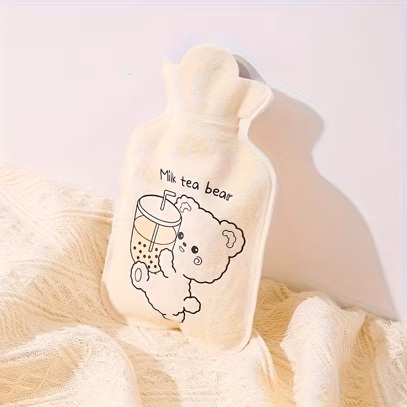 Adorable bolsa de agua caliente de peluche de dibujos animados, material de PVC, calentador abdominal portátil no eléctrico Stelasplen (350 ml)