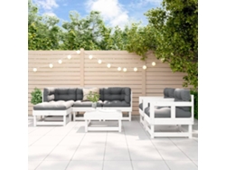 Conjunto de salón de jardín de 7 piezas de pino macizo blanco Dkd Home Decor