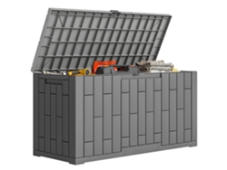Caja De Almacenamiento Exterior De 227 L Con Cierre De Resorte De Gas, Madera Gris, 106,5 X 43 X 54,5 Cm.