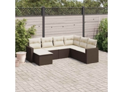 Conjunto de sofá de jardín de 7 piezas con cojines de mimbre marrón DKD Home Decor