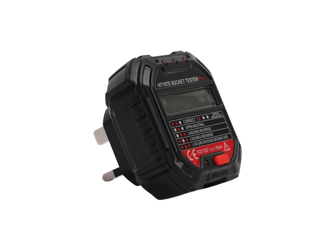 Probador de enchufes digital multifuncional con pantalla LCD, comprobación de polaridad y protección GFCI.