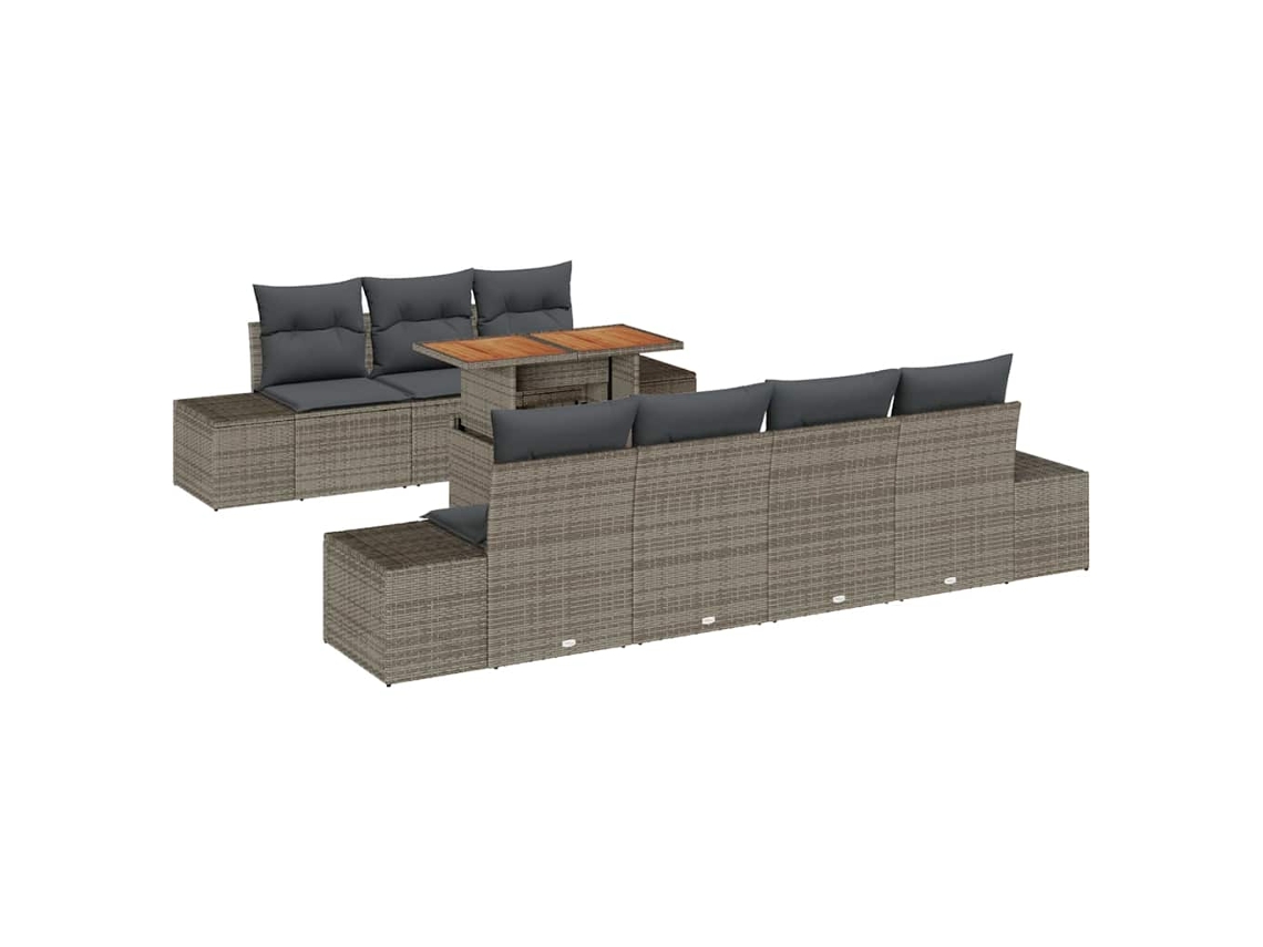 Maison Exclusive - Conjunto De Comedor De Jardín Con Cojín 8 Pcs Gris Y Marrón