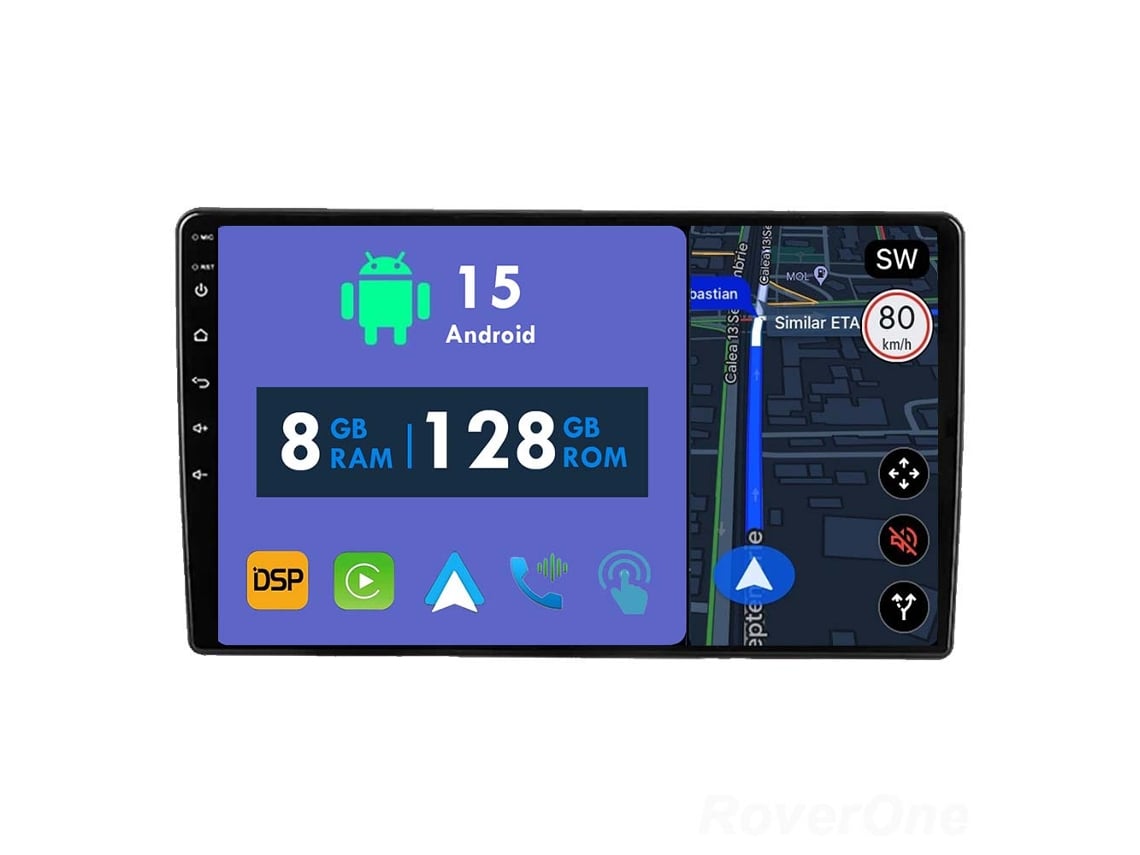Coche Radio Android Auto Autoradio 8GB RAM 128G ROM CarPlay Navegación GPS Pantalla Táctil RoverOne para Toyota Coaster 2013 - 2015