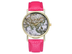 Reloj De Pareja De Quartzo Con Correa De Pu Y Números Romanos (rojo Rosa)
